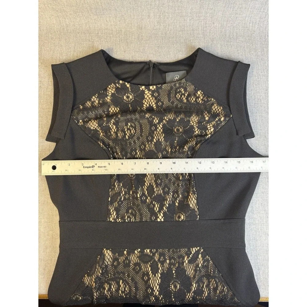 Adrianna Papell Womens Dress Size 4 Black Lace Sleeveless Zipper Back Crew Neck - Picture 14 of 16